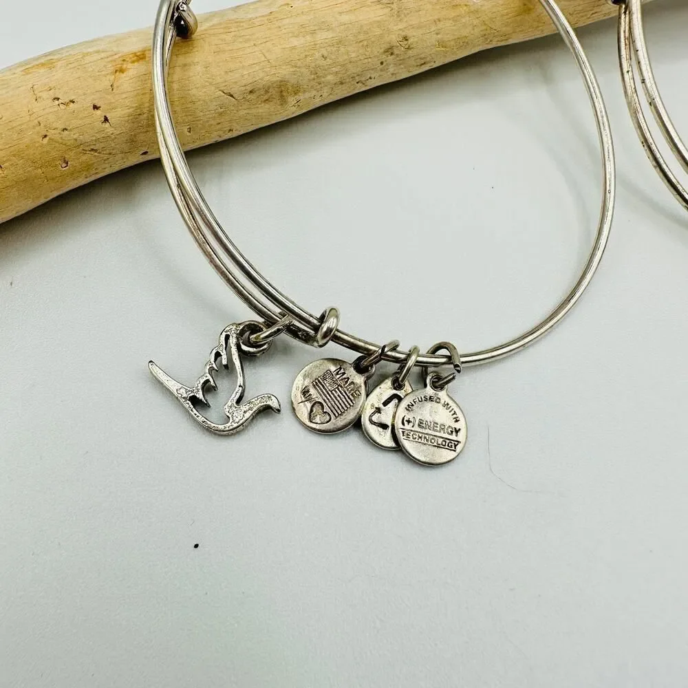 Alex & Ani Bangle Music Note and Dove Bracelet Set